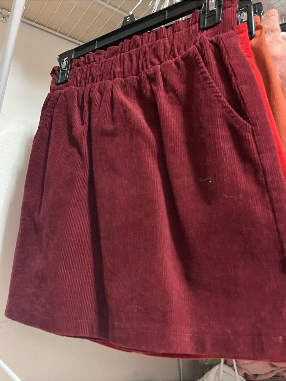 Copper Key Wine Red Corduroy Mini Skirt